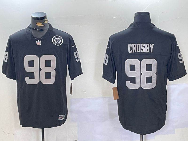 Men Oakland Raiders #98 Crosby Black Three generations 2024 Nike Vapor Limited NFL Jersey style 3